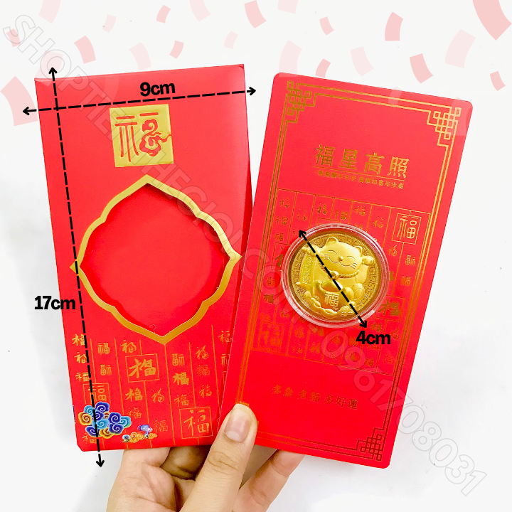 Bao Lì Xì Hình Con Mèo Thần Tài Cute Mạ Vàng - SP005916